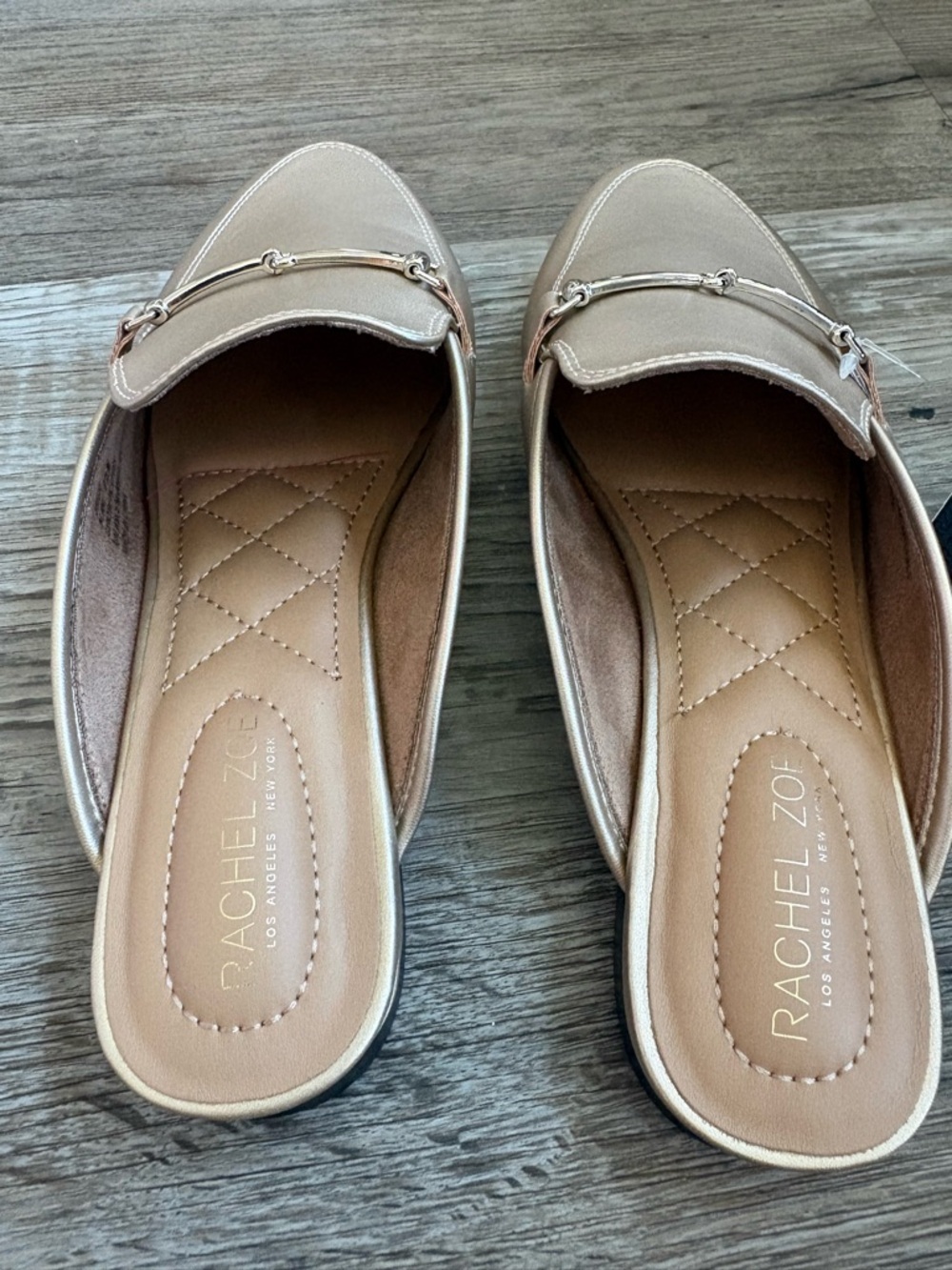 Rachel Zoe Metallic Rose Gold Backless Bit Mules - Picture 2 of 7